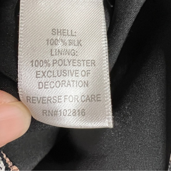 Garnet Hill Black Floral Eyelet Trim Silk Dress - Picture 12 of 13